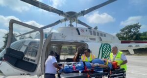 Trasladan vía aérea a paciente embarazada del Hospital Integral de Venustiano Carranza al Hospital General de Huauchinango, y posteriormente referida vía terrestre al Hospital de la Mujer en Puebla.